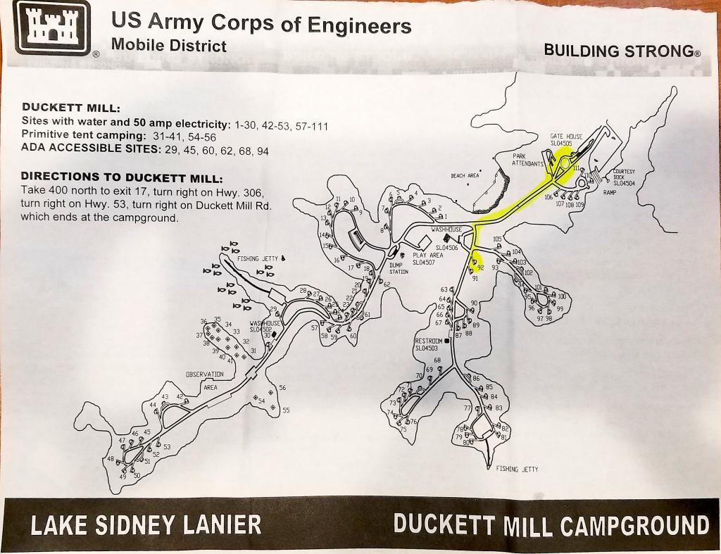 Duckett Mill Campsite Map